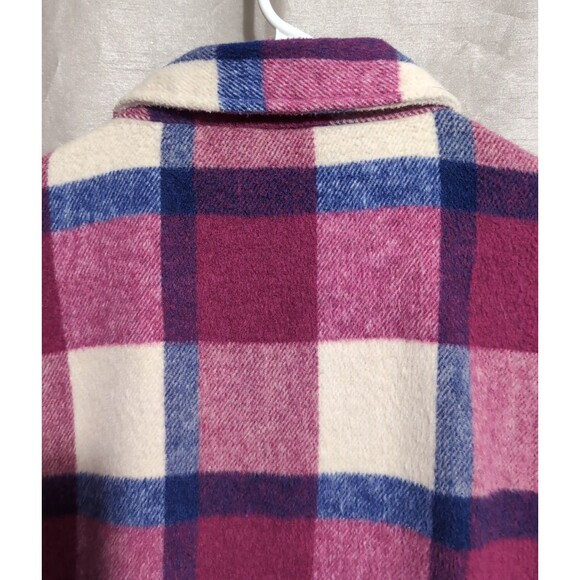 Women's Flannel Shacket Size XL Button Up Long Sleeve Warm Plaid Purple Pink - Picture 14 of 16